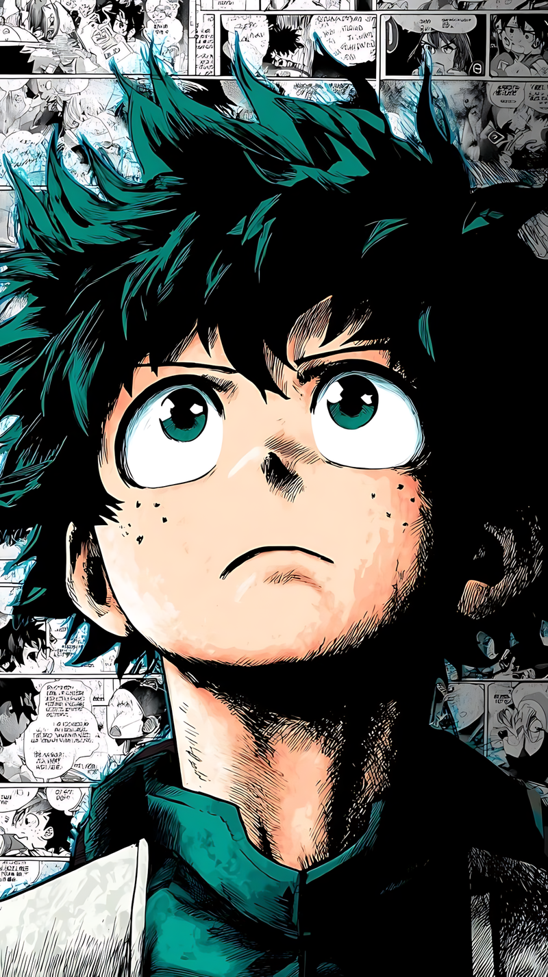 Anime portrait poster of a teal-haired boy with wide eyes
