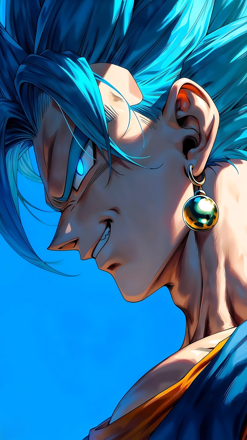 Blue-haired anime character close-up poster, glossy fused power print
