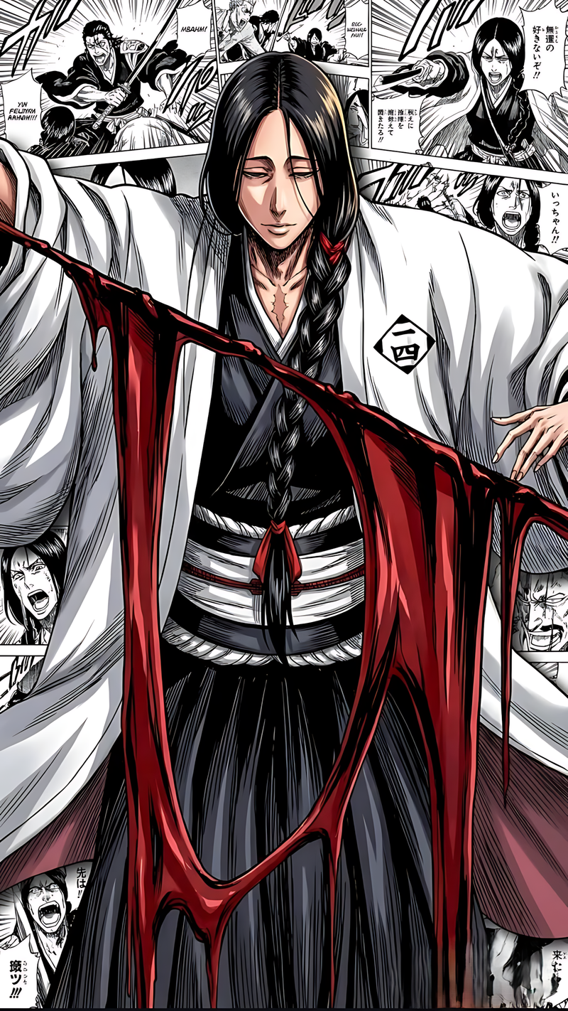 Anime poster print of a samurai warrior in white robes with red sash and dark hair