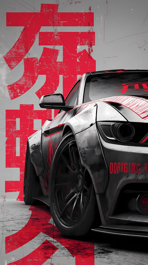 Ford Mustang Widebody Japanese Kanji & Street Culture Poster | PIXBY Poster