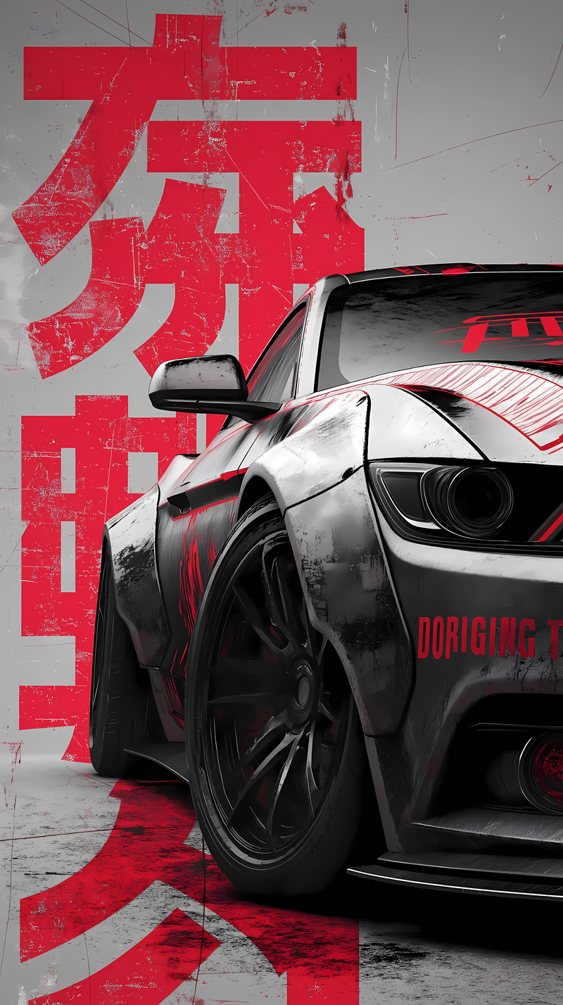 Ford Mustang Widebody Japanese Kanji & Street Culture Poster | PIXBY Poster