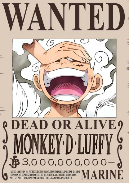 Wanted poster print of anime Monkey D. Luffy shouting with "Dead or Alive"