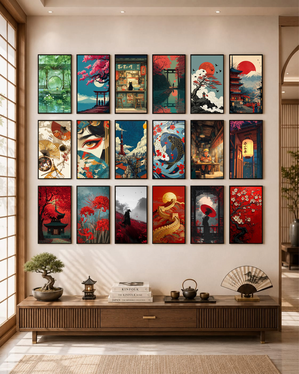 Asian Aesthetics & Traditional East Asian Art Gallery Wall Poster Set | PIXBY Posters