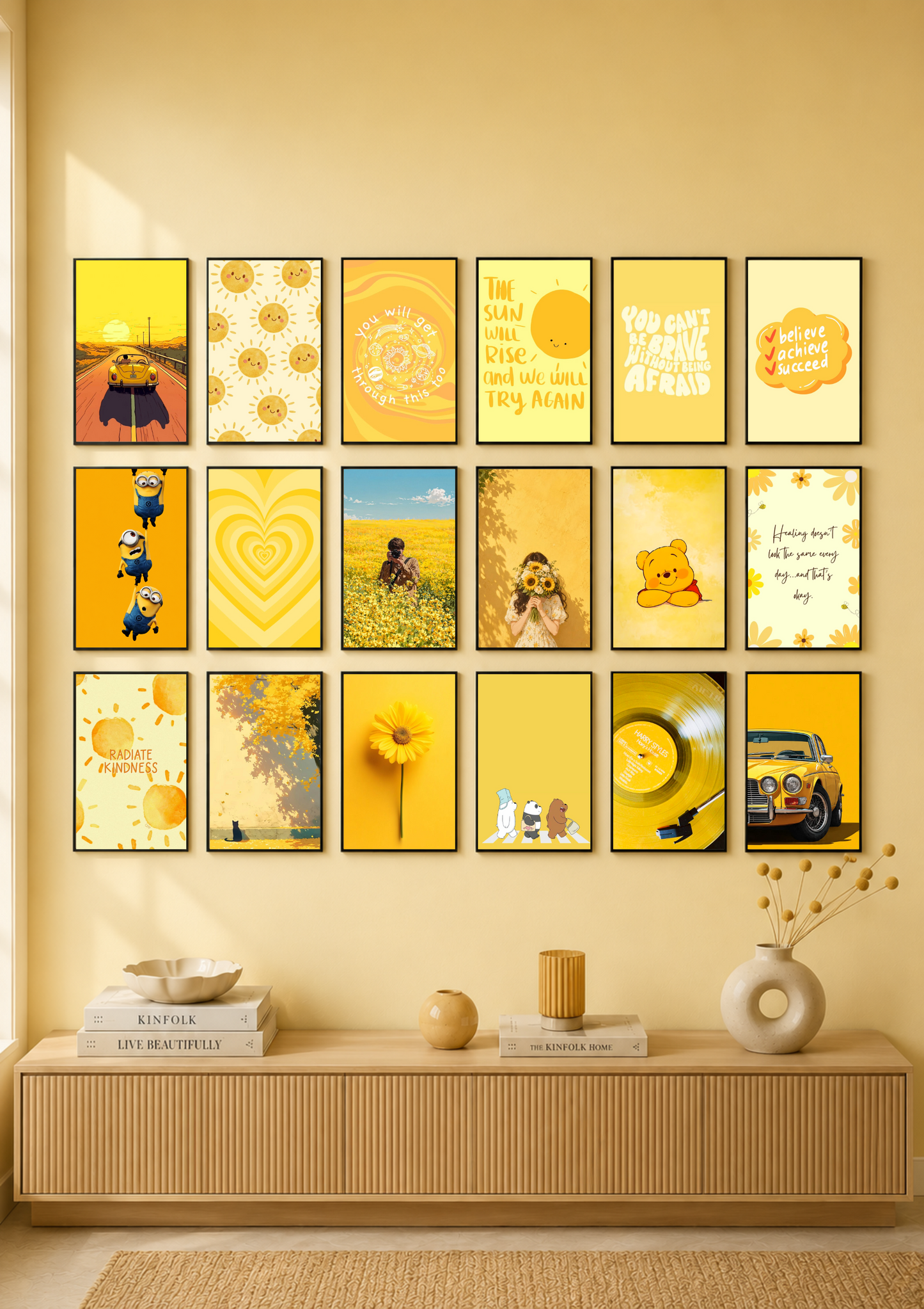 Yellow Aesthetic & Sunshine Vibe Gallery Wall Poster Set | PIXBY Posters