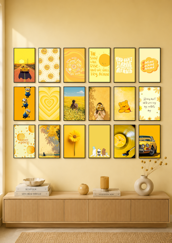 Yellow Aesthetic & Sunshine Vibe Gallery Wall Poster Set | PIXBY Posters