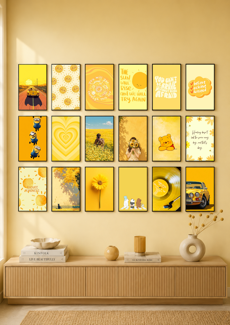 Yellow Aesthetic & Sunshine Vibe Gallery Wall Poster Set | PIXBY Posters