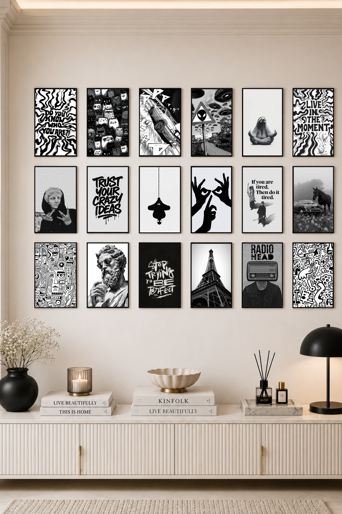 Edgy Black & White Aesthetic Gallery Wall Poster Set | PIXBY Posters