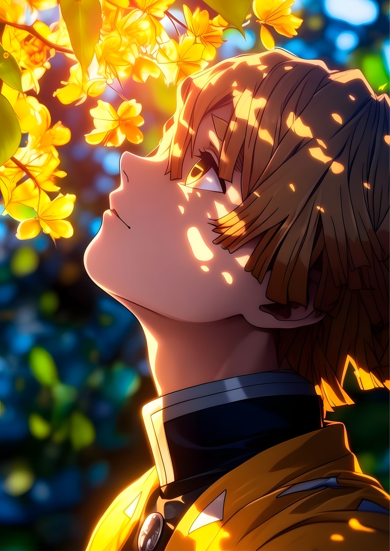 Demon Slayer: Zenitsu Agatsuma Golden Sunlight Poster | PIXBY Poster