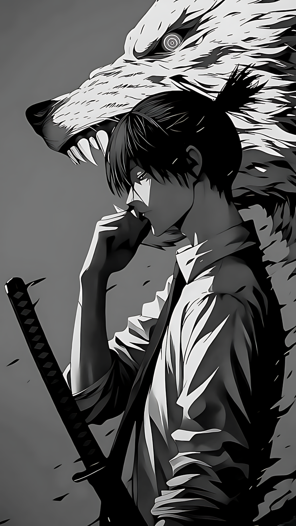 Aki Hayakawa: Monochrome Resolve Poster | Chainsaw Man Anime Wall Art | PIXBY Premium Gloss Print