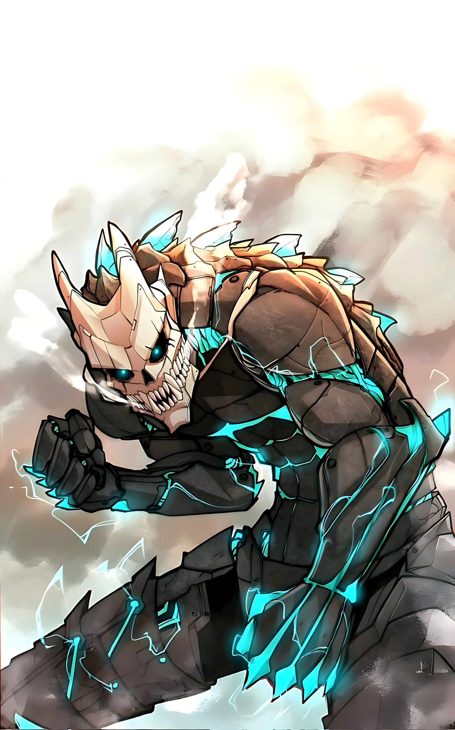 Kaiju poster featuring a blue electric-lit monster in a power surge pose with sparks