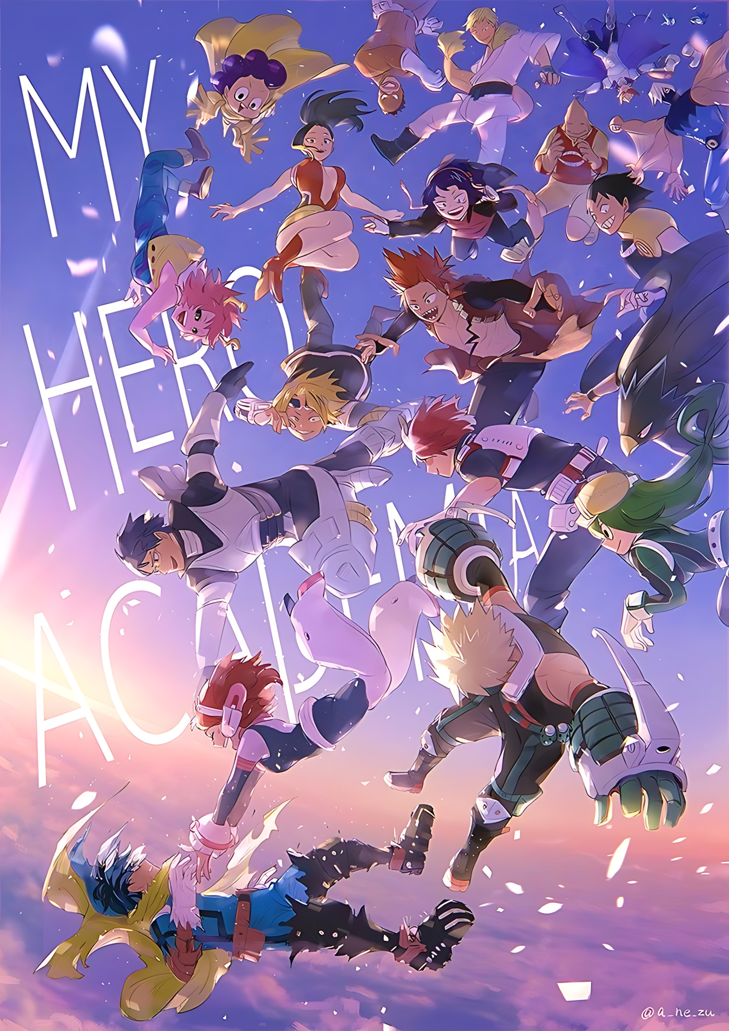 Gloss art print poster featuring My Hero Academia heroes in dynamic action poses