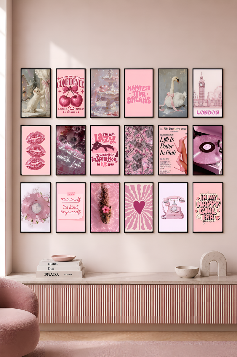Pink Aesthetic & Coquette Vibes: Collage Set | PIXBY Posters