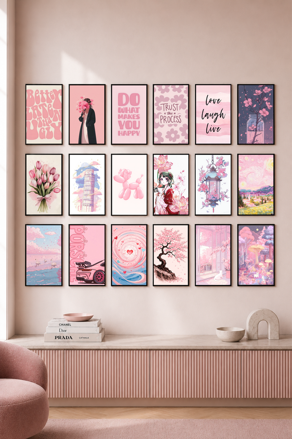 Pink Cherry Blossom & Dreamy Aesthetic: Collage Set | PIXBY Posters